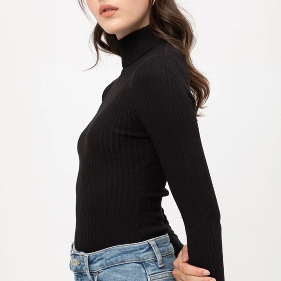 Turtle Neck Bodysuit - Women's Black B… - Picture 3 of 7